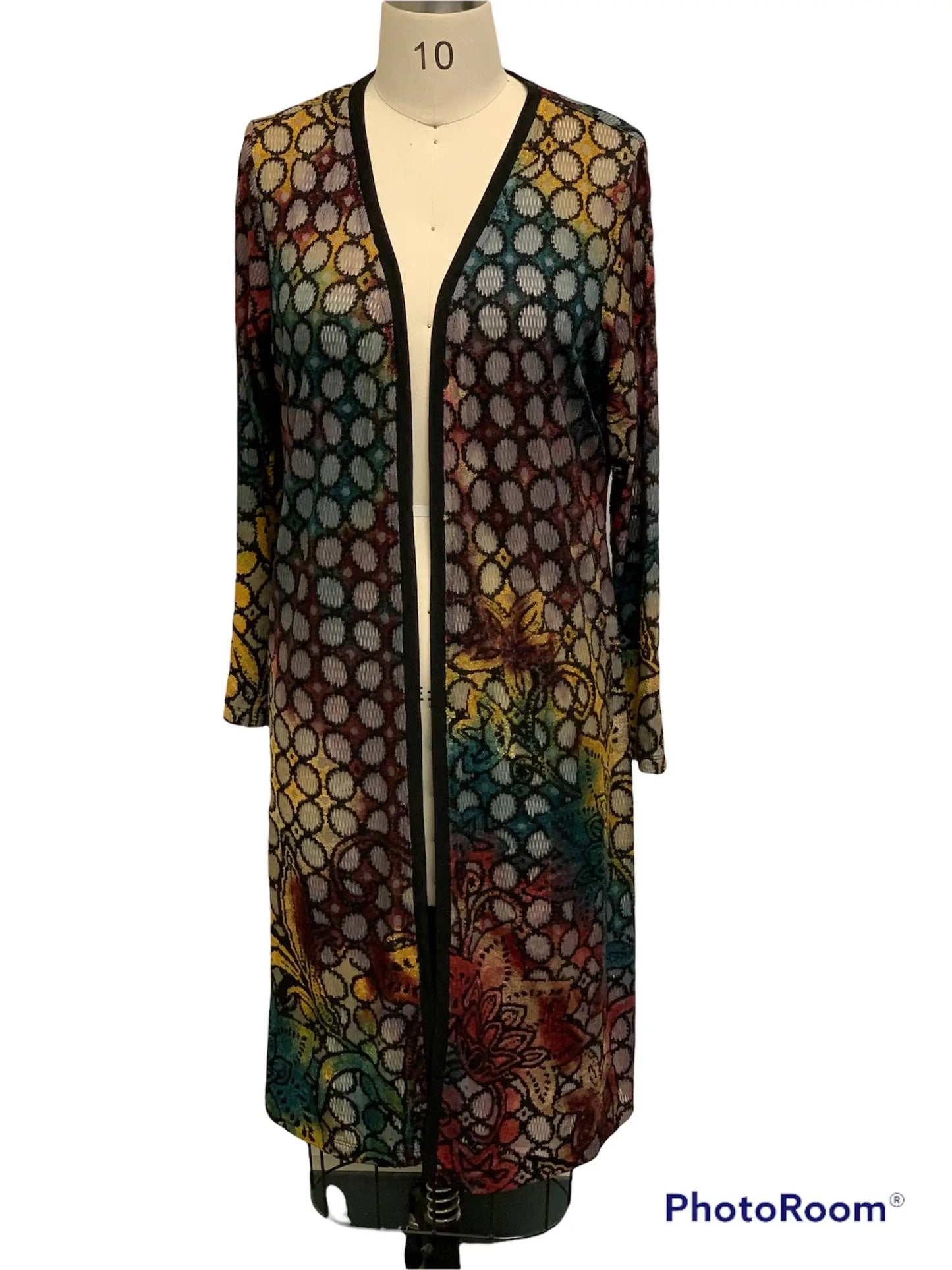 Women's Multicolor Floral Jacquard Open-Front Cardigan