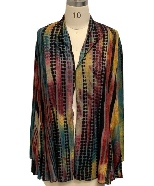 Women's Multicolor Geometric Print Open-Front Cardigan