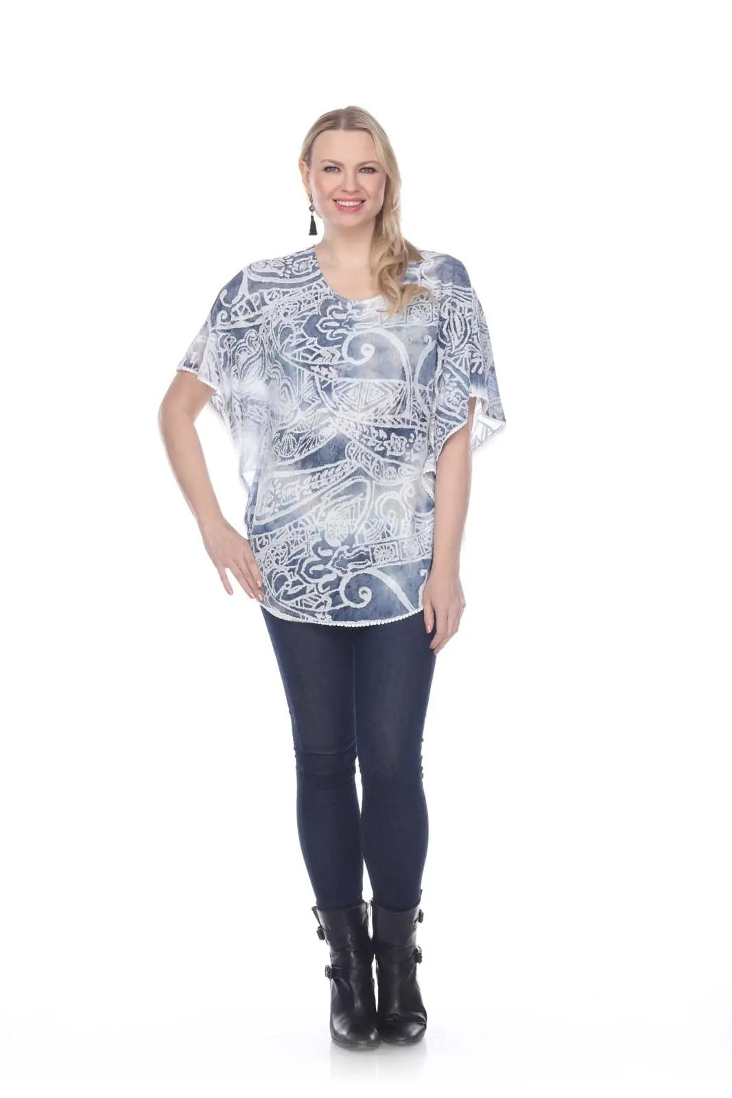 Women's Paisley Print Short Sleeve Tunic Top