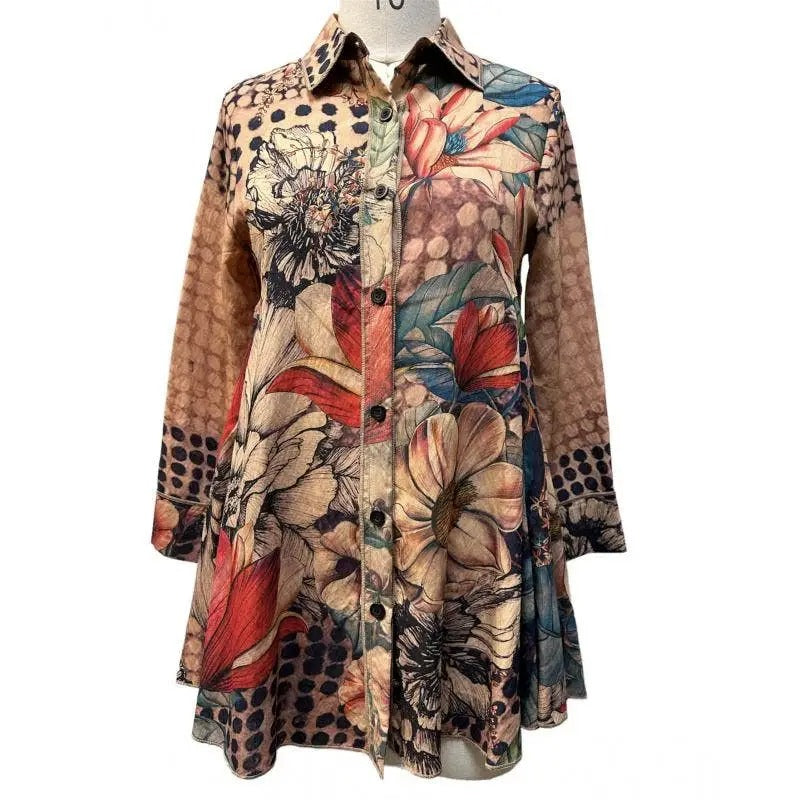 Women's Floral Patchwork Button-Front Shirt