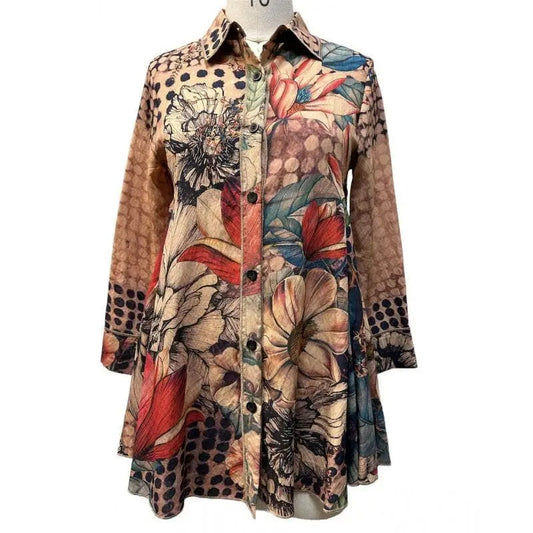 Women's Floral Patchwork Button-Front Shirt