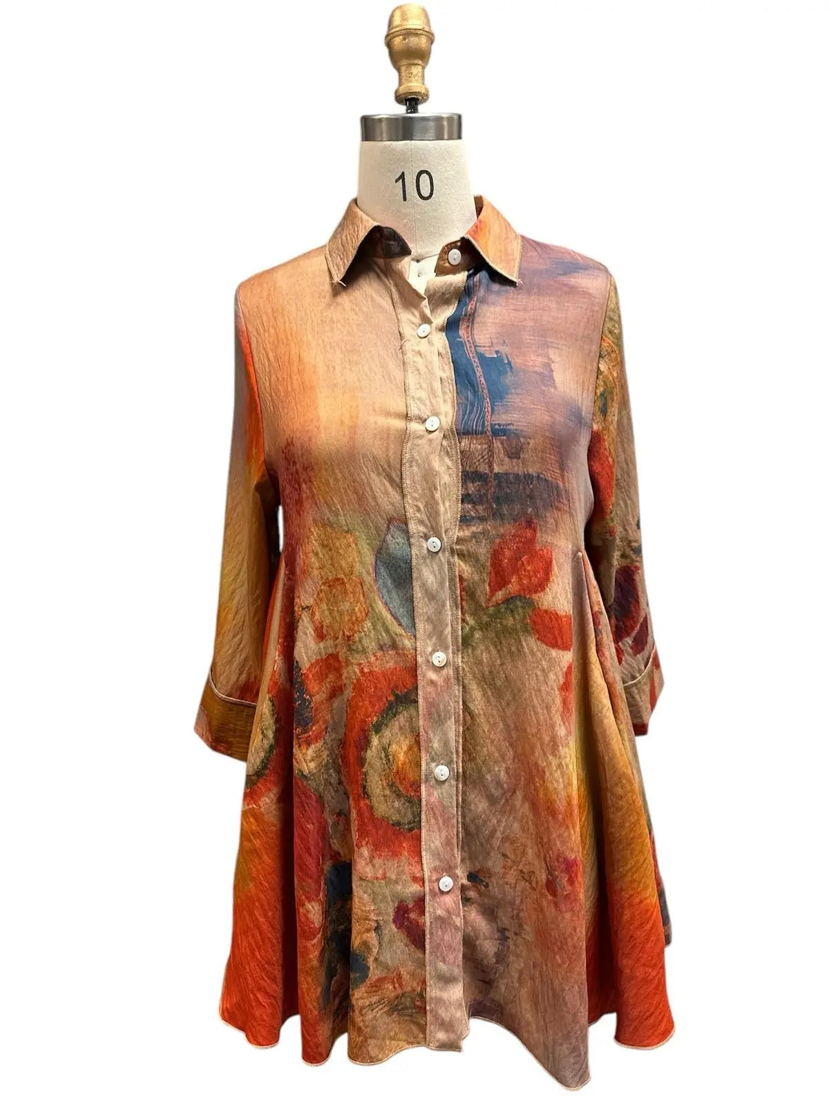 Women's Floral Print Button-Front Shirt Dress