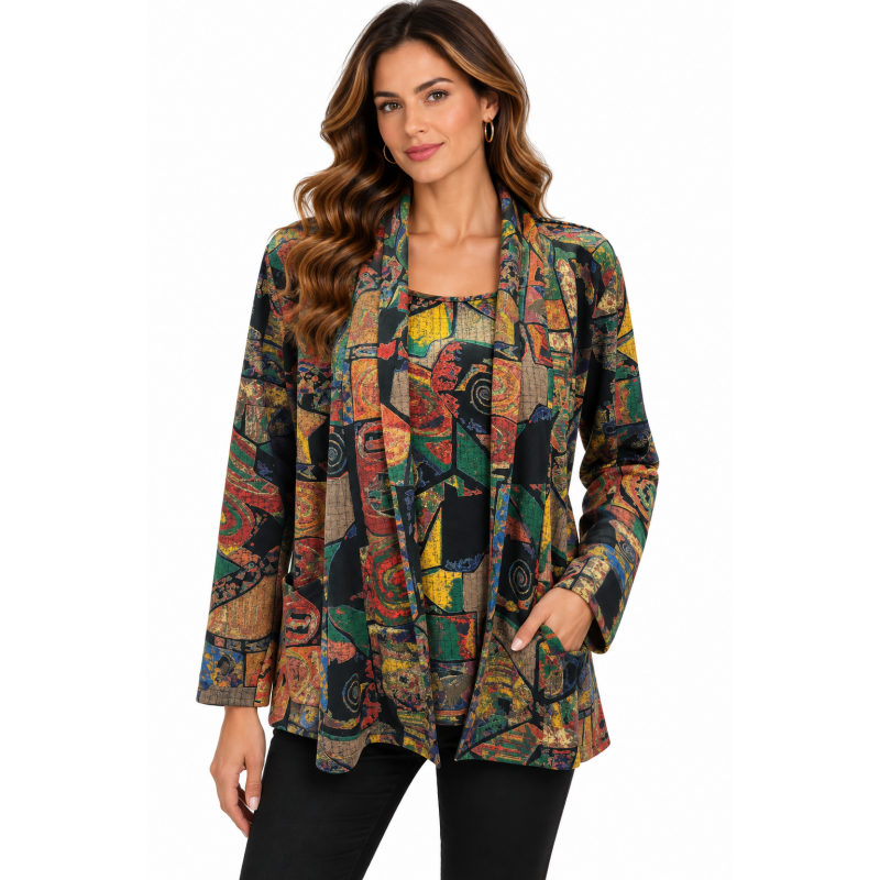 Women's Multi color festive twin in one Tunic