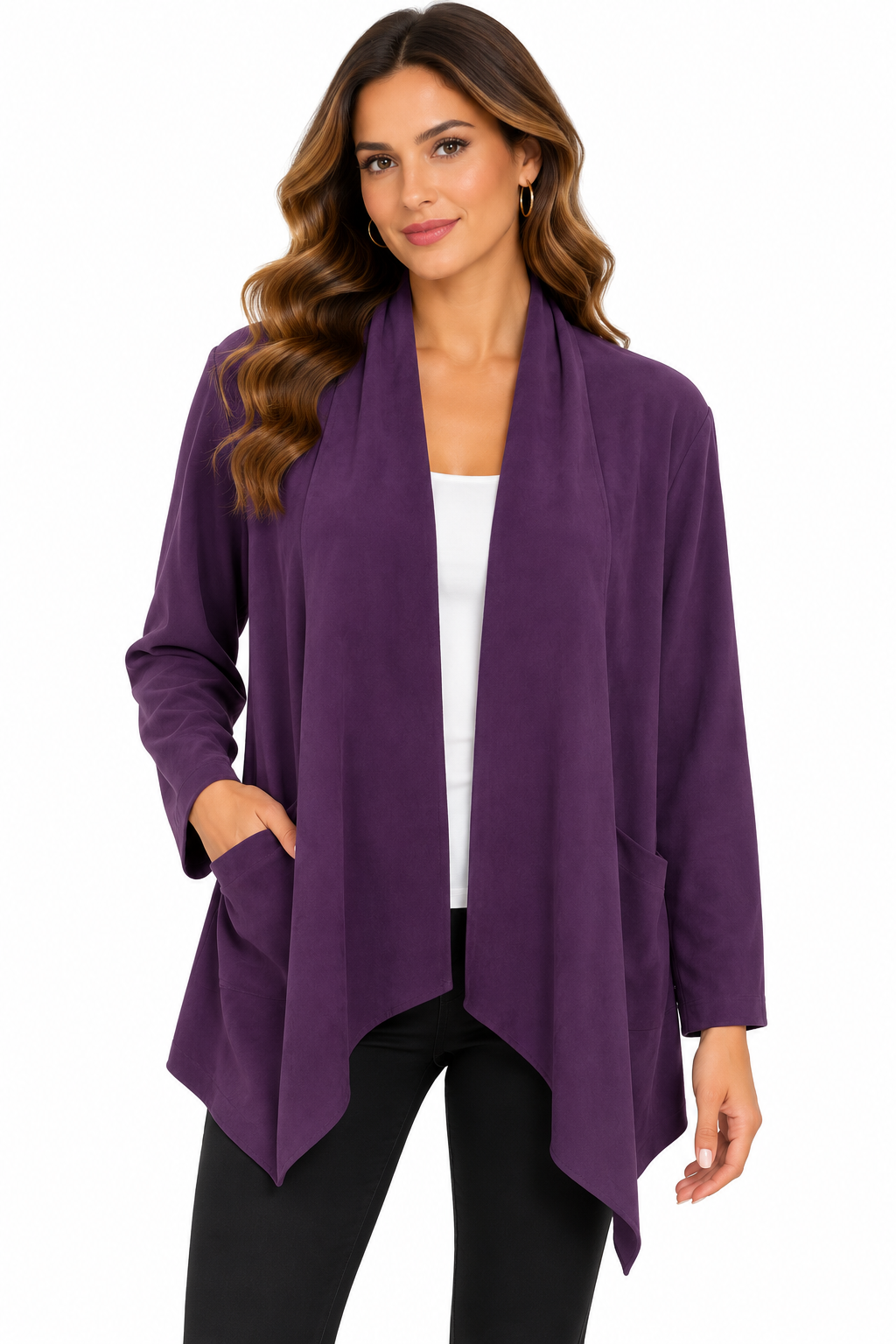 Suede Purple queen asymmetric patch Cardigan Jacket