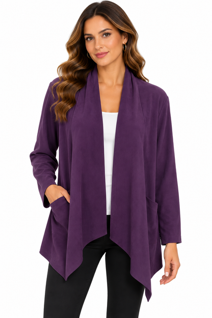 Suede Purple queen asymmetric patch Cardigan Jacket