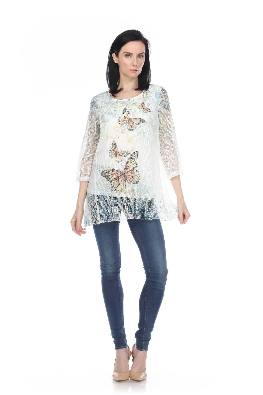 Women's Butterfly Print Knit Tunic Top