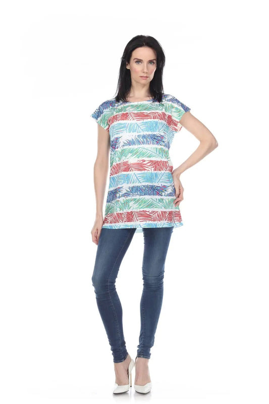 Women's Colorful Striped Short Sleeve T-Shirt