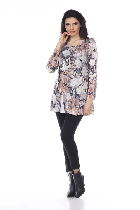 Women's Floral Print A-Line Tunic Top
