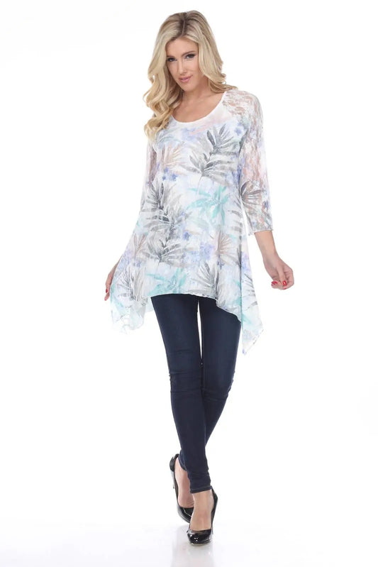 Women's Floral Lace Tunic with Handkerchief Hem