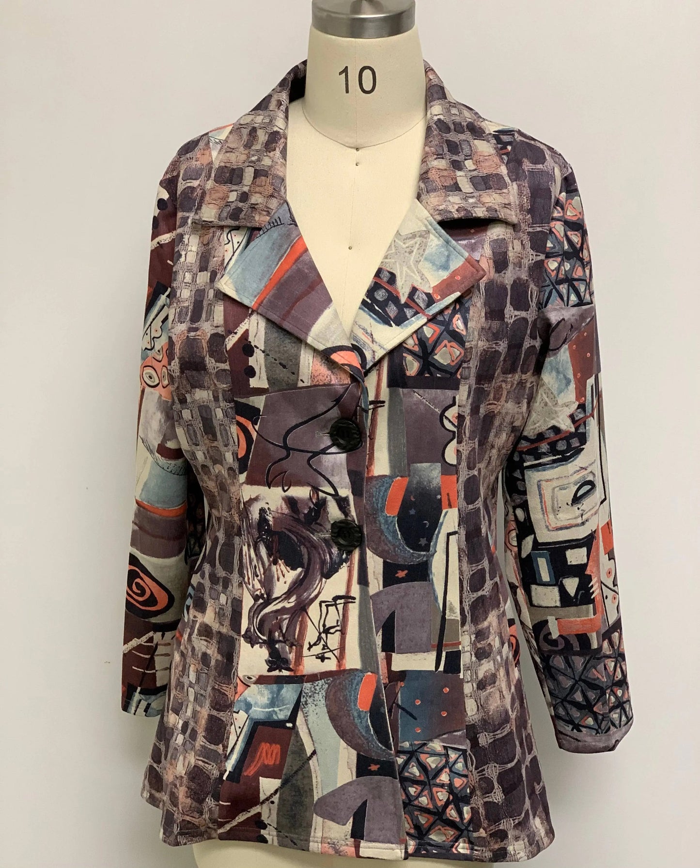Women's Abstract Patchwork Print Cardigan