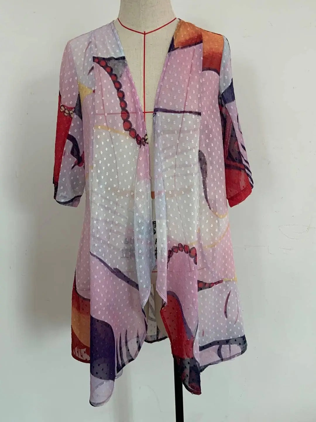 Women's Abstract Print Open Front Cardigan