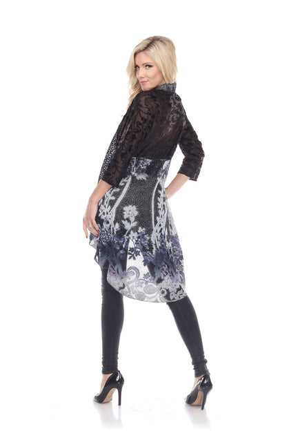 High-Low Lace Floral Light Weight Cardigan - Kamana Clothing