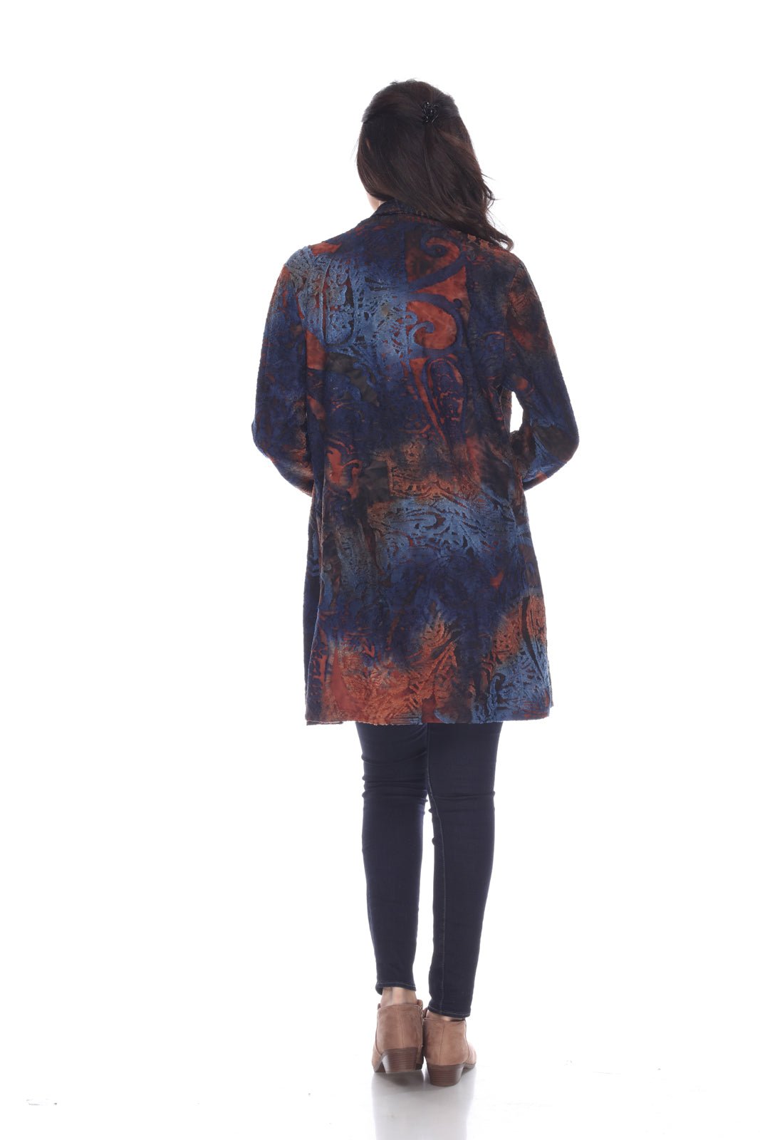 Burnout Tie Dye Floral Open Front Cardigan - Kamana Clothing